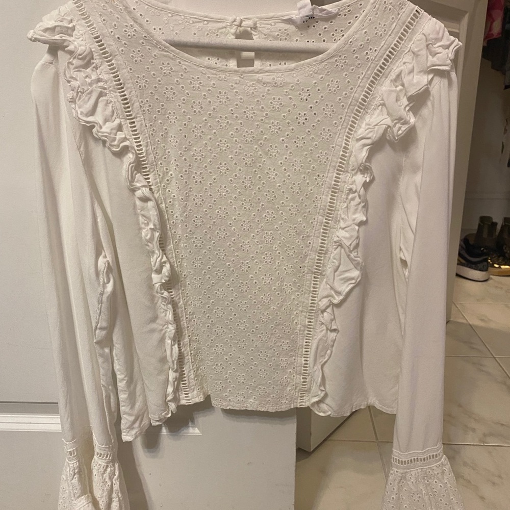 Jack by BB dakota white eyelet long sleeve blouse